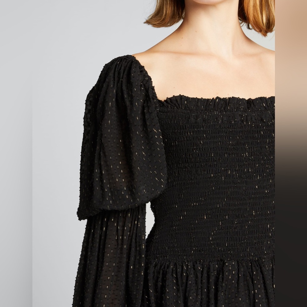 Caroline Constas Alexa smocked metallic blouson mini dress - Picture 4 of 11